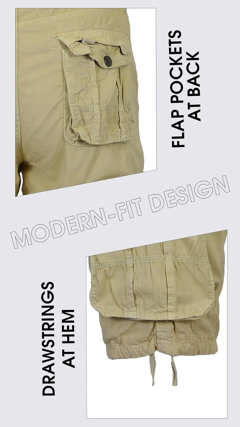 2 Pack Men's Distressed Cotton Cargo Belted Shorts (Size 30-42)