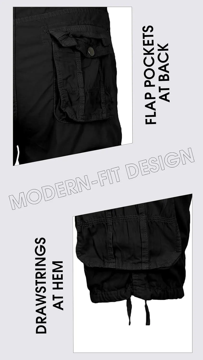 2 Pack Men's Distressed Cotton Cargo Belted Shorts (Size 30-42)