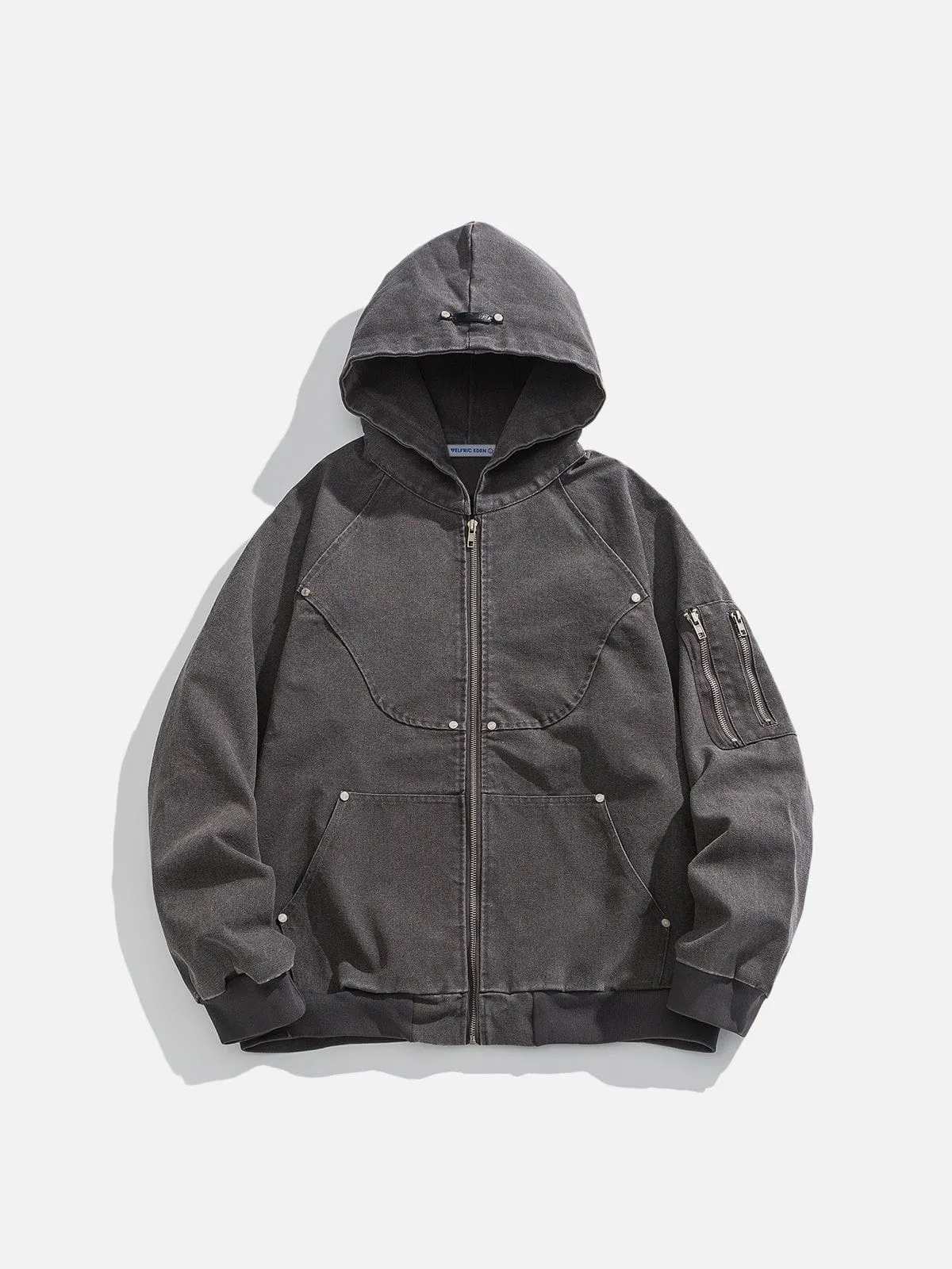 Aelfric Eden Rivet Patchwork Denim Zip Up Hoodie