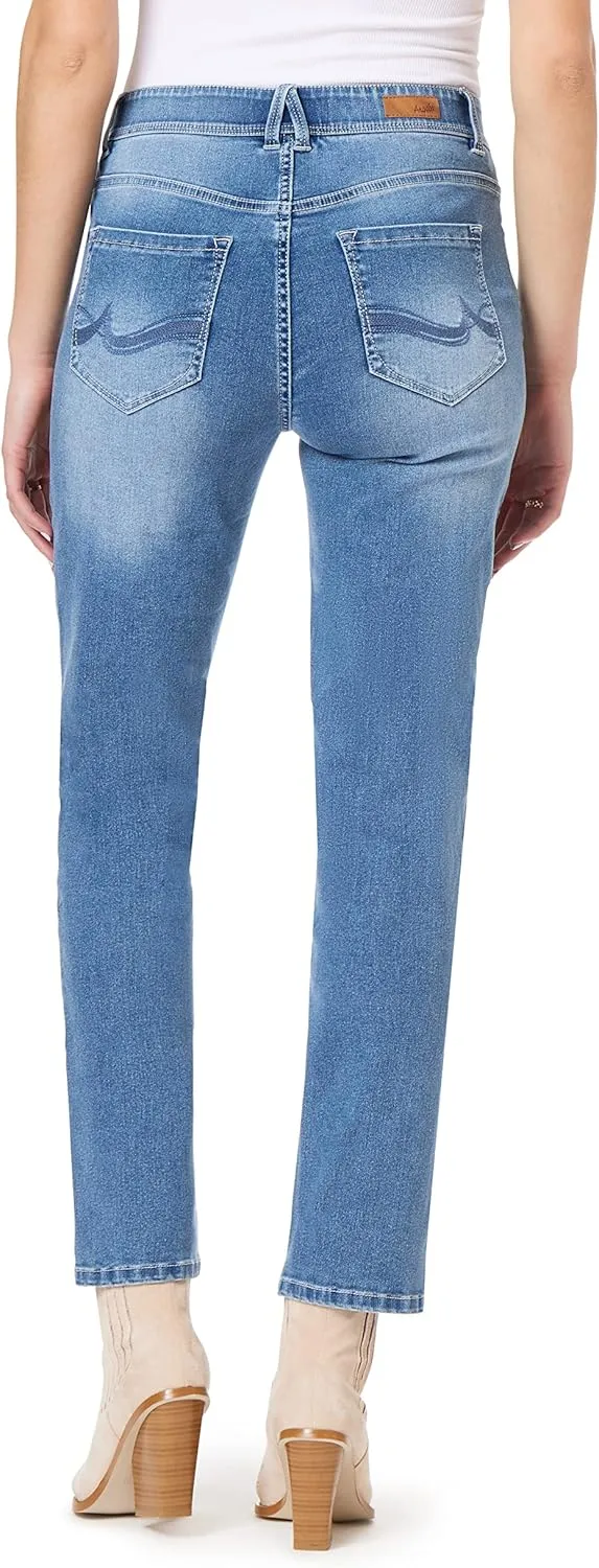 Angels Forever Young Women's 360 Sculpt Mid-Rise Straight Ankle Jeans
