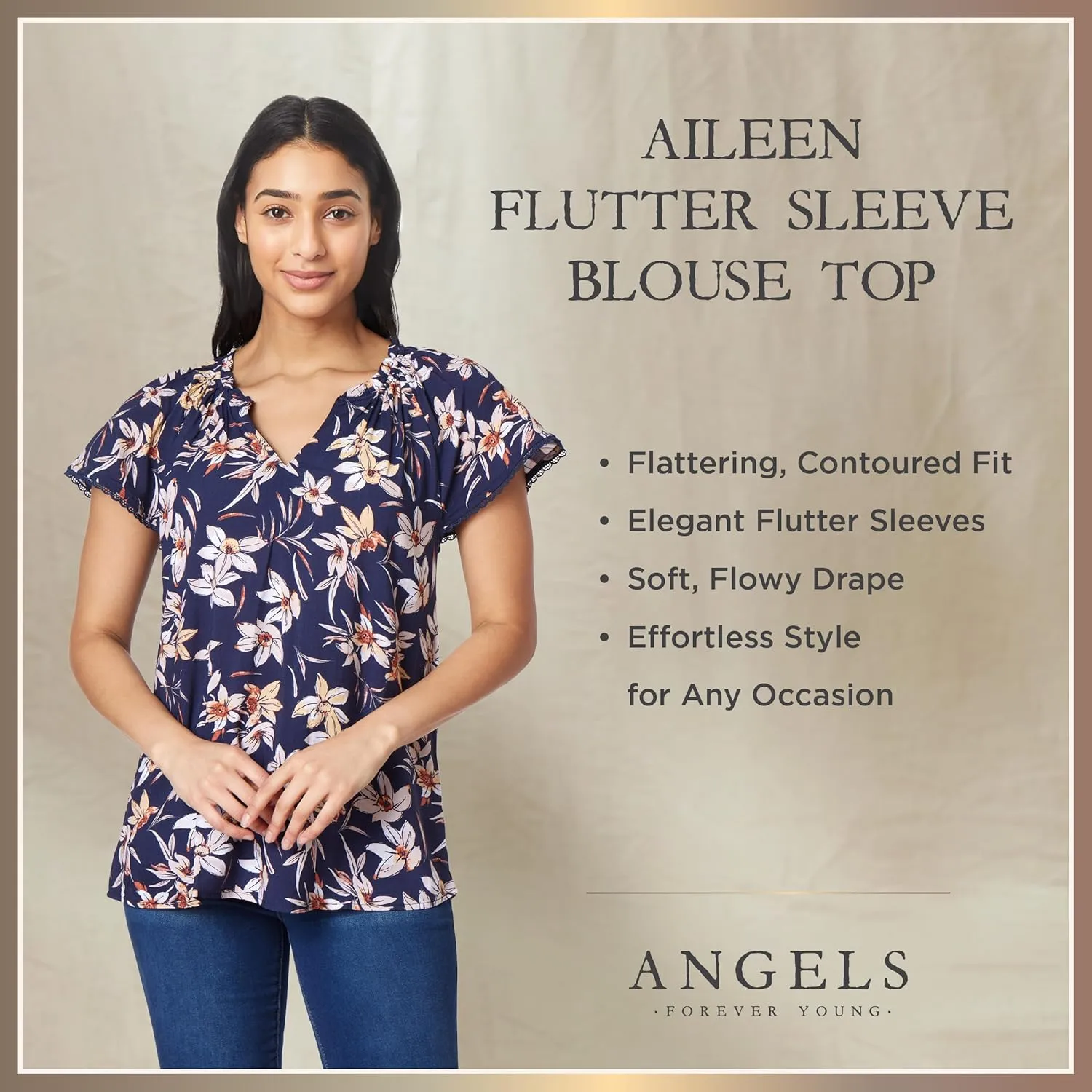 Angels Forever Young Women's Aileen Flutter Sleeve Blouse Top