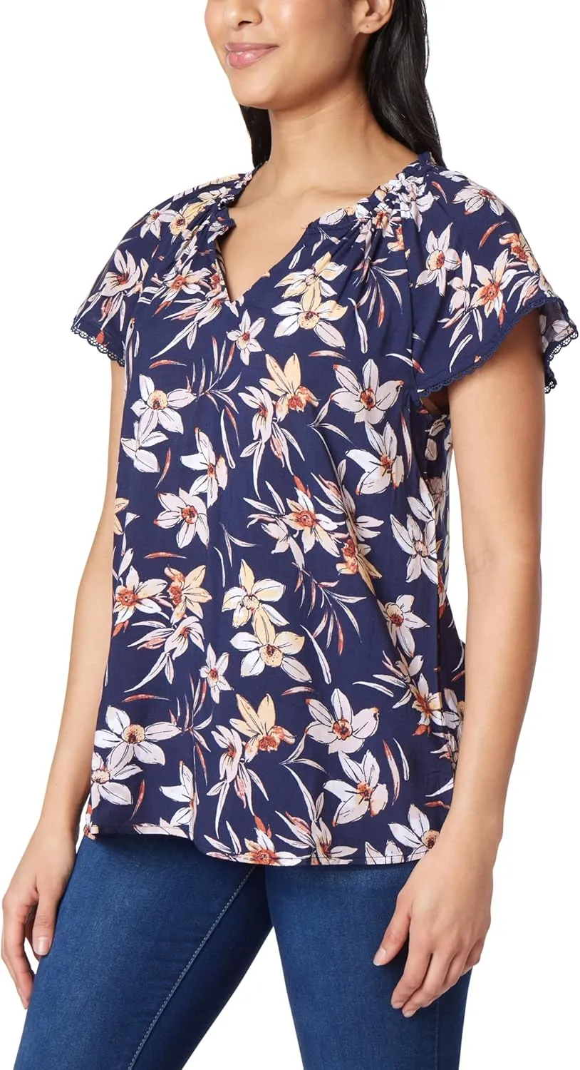 Angels Forever Young Women's Aileen Flutter Sleeve Blouse Top