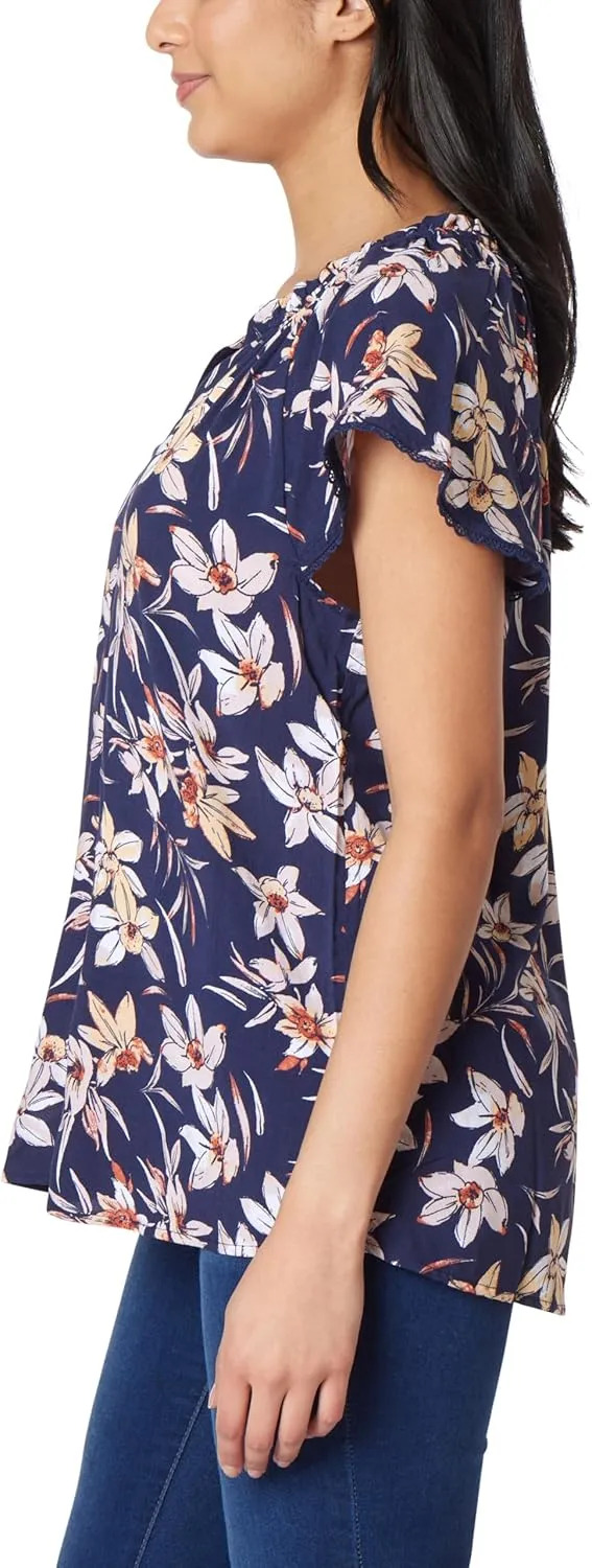 Angels Forever Young Women's Aileen Flutter Sleeve Blouse Top
