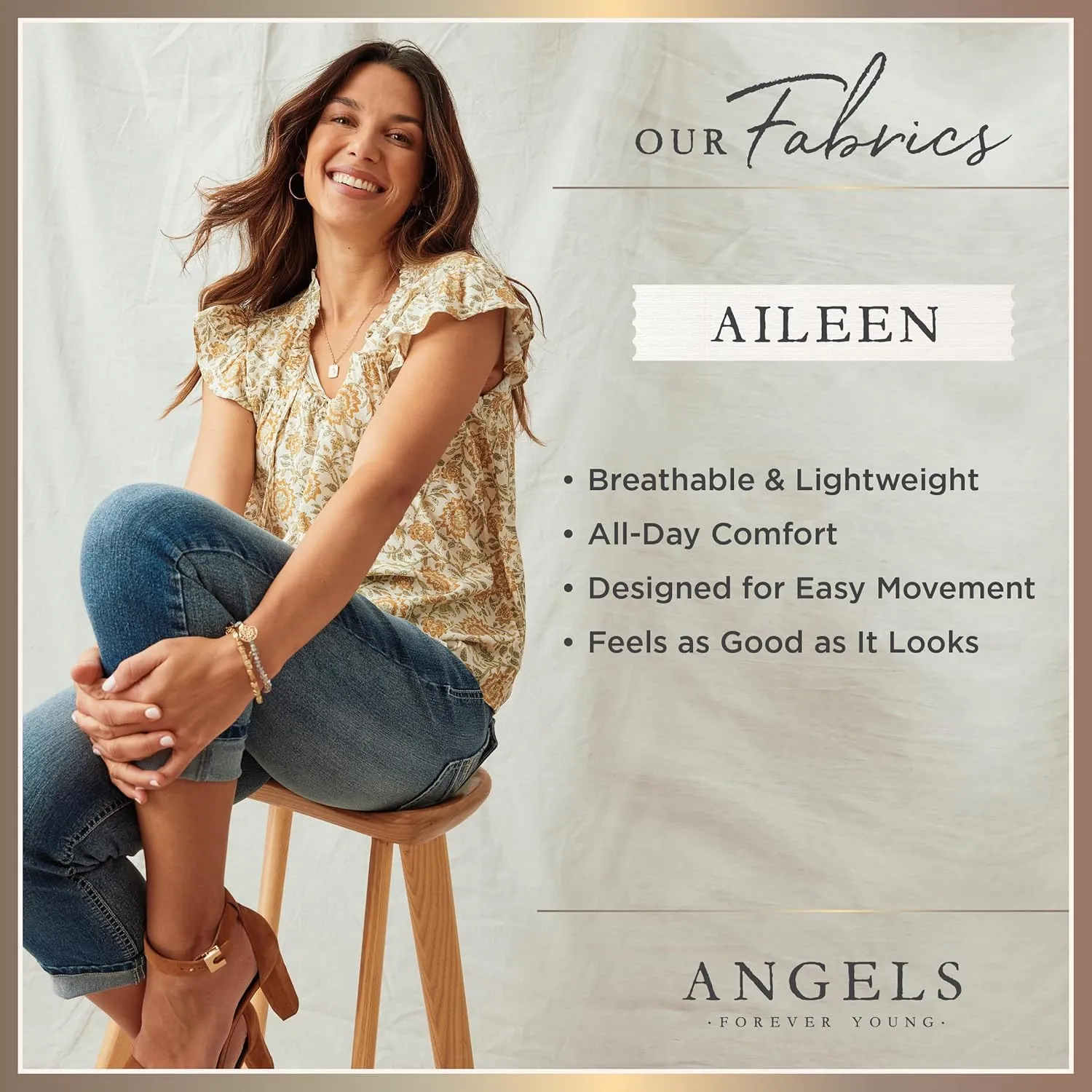 Angels Forever Young Women's Aileen Flutter Sleeve Blouse Top