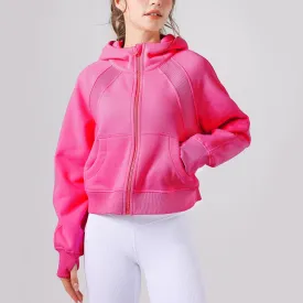 Autumn Winter Yoga Wear Hooded Sweater Thick Loose Casual Full Zipper Sports Jacket Women Workout Clothes