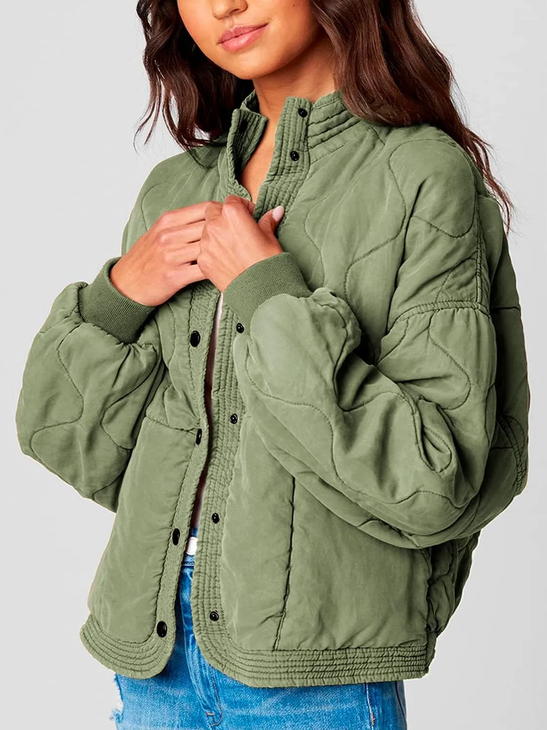 [BLANKNYC] Womens Luxury Clothing Tencel Drop Shoulder Quilted Jacket