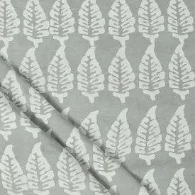 Block Leaf Printed Soft Cotton Dabu Fabric
