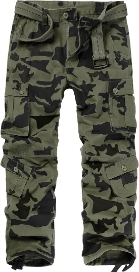 Cargo Pants for Men Casual Outdoor Relaxed Fit Camo Work Pants with 8 Pockets No Belt