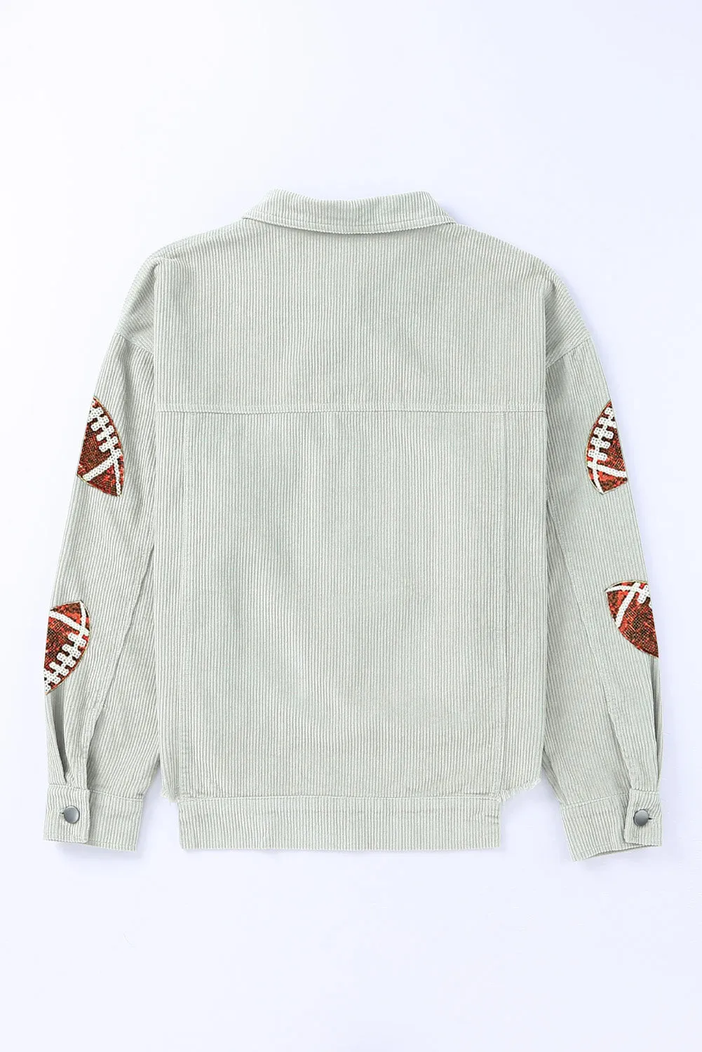 Casual Sequined Football Patch Ribbed Cotton Jacket