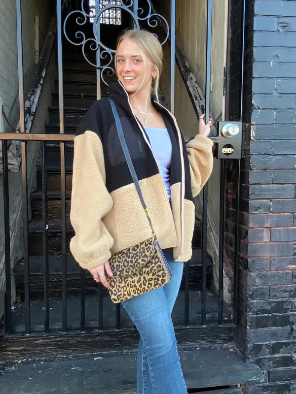 Color block fleece jacket