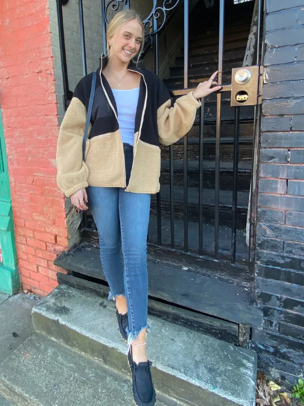 Color block fleece jacket