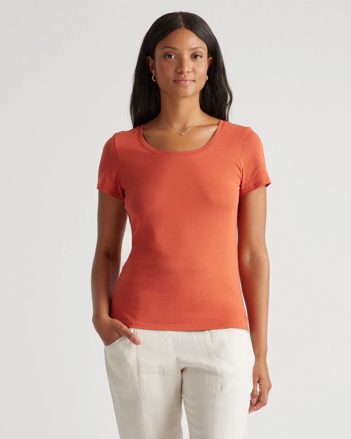 Cotton Modal Scoop Neck Tee