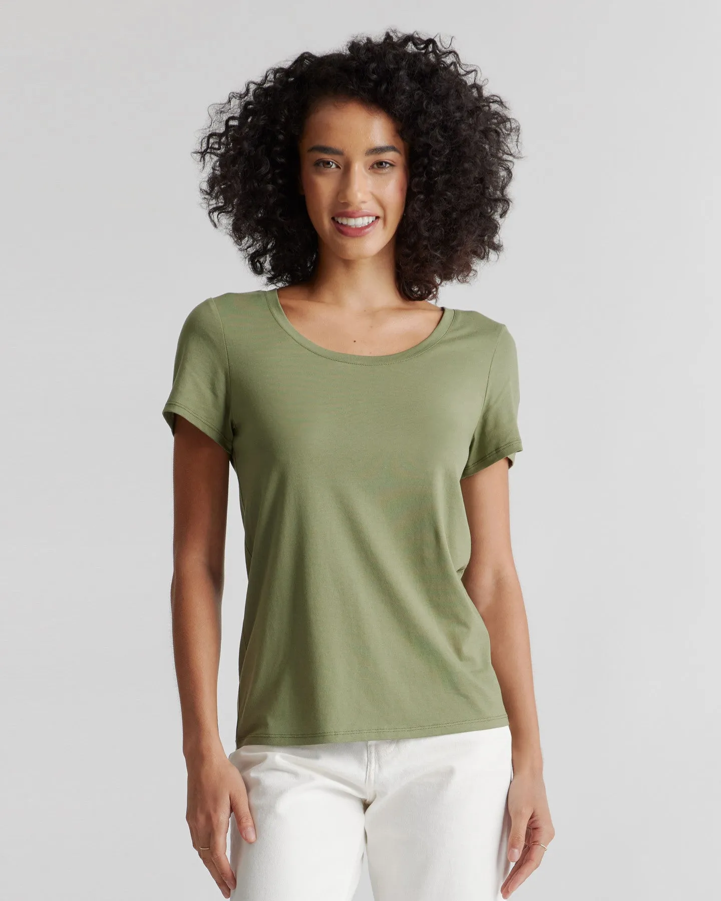 Cotton Modal Scoop Neck Tee