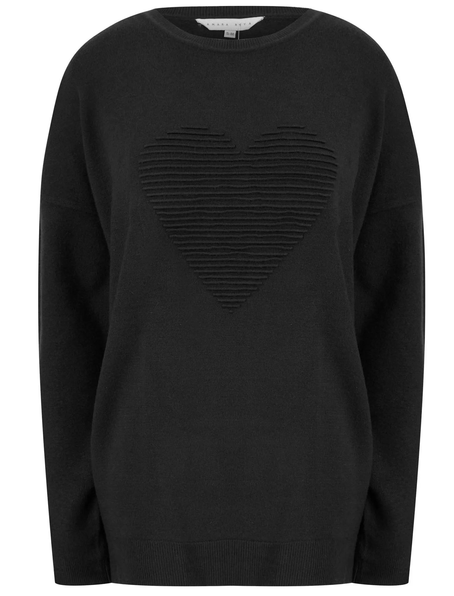 Darcey Love Heart Motif 2 Pc Jersey Knit Top / Pants Lounge Set in Jet Black - Amara Reya