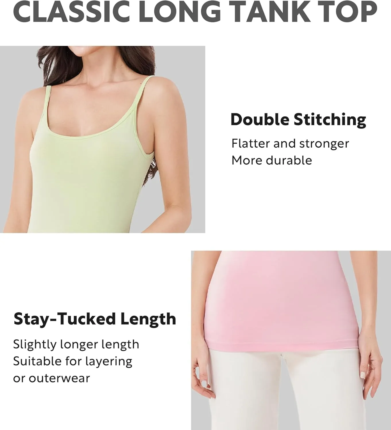 DAVID ARCHY Tank Tops for Women Bamboo Rayon Women's Camisoles Undershirts 3 Pack
