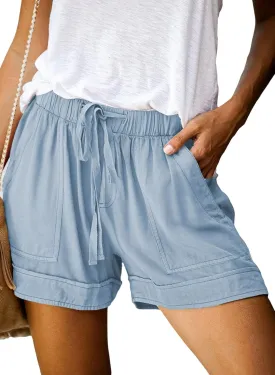 Dokotoo Womens Comfy Drawstring Casual Elastic Waist Pocketed Shorts
