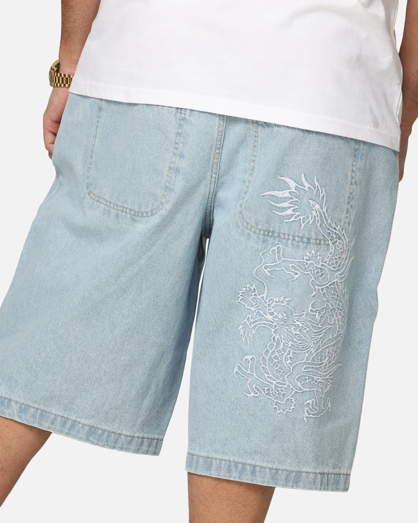 Ed Hardy Dragon Jorts Light Blue
