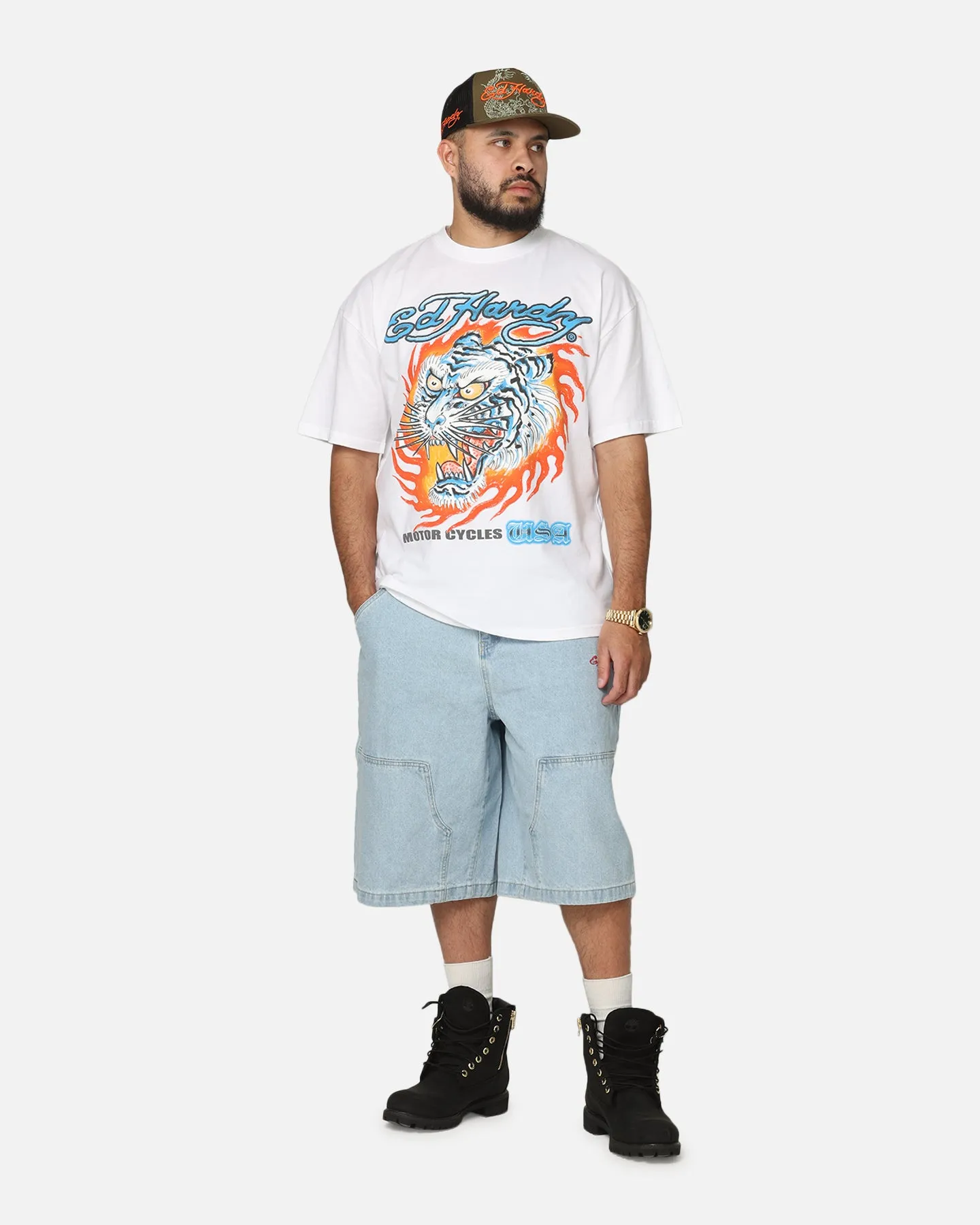 Ed Hardy Dragon Jorts Light Blue