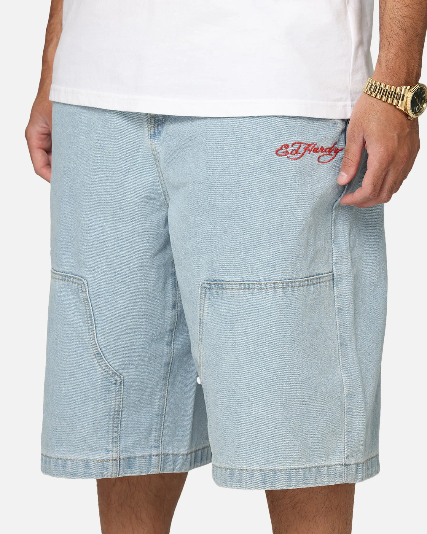 Ed Hardy Dragon Jorts Light Blue