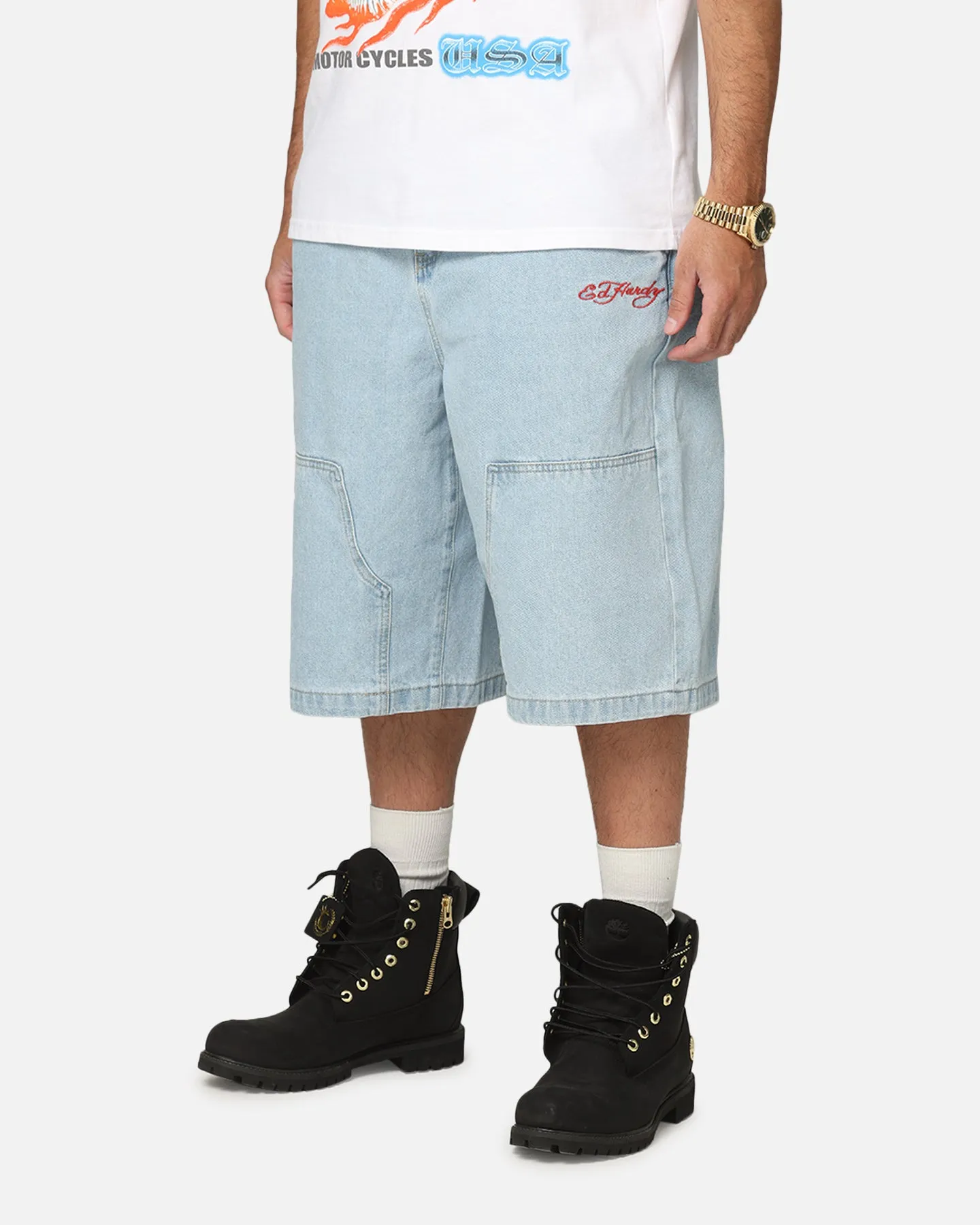 Ed Hardy Dragon Jorts Light Blue