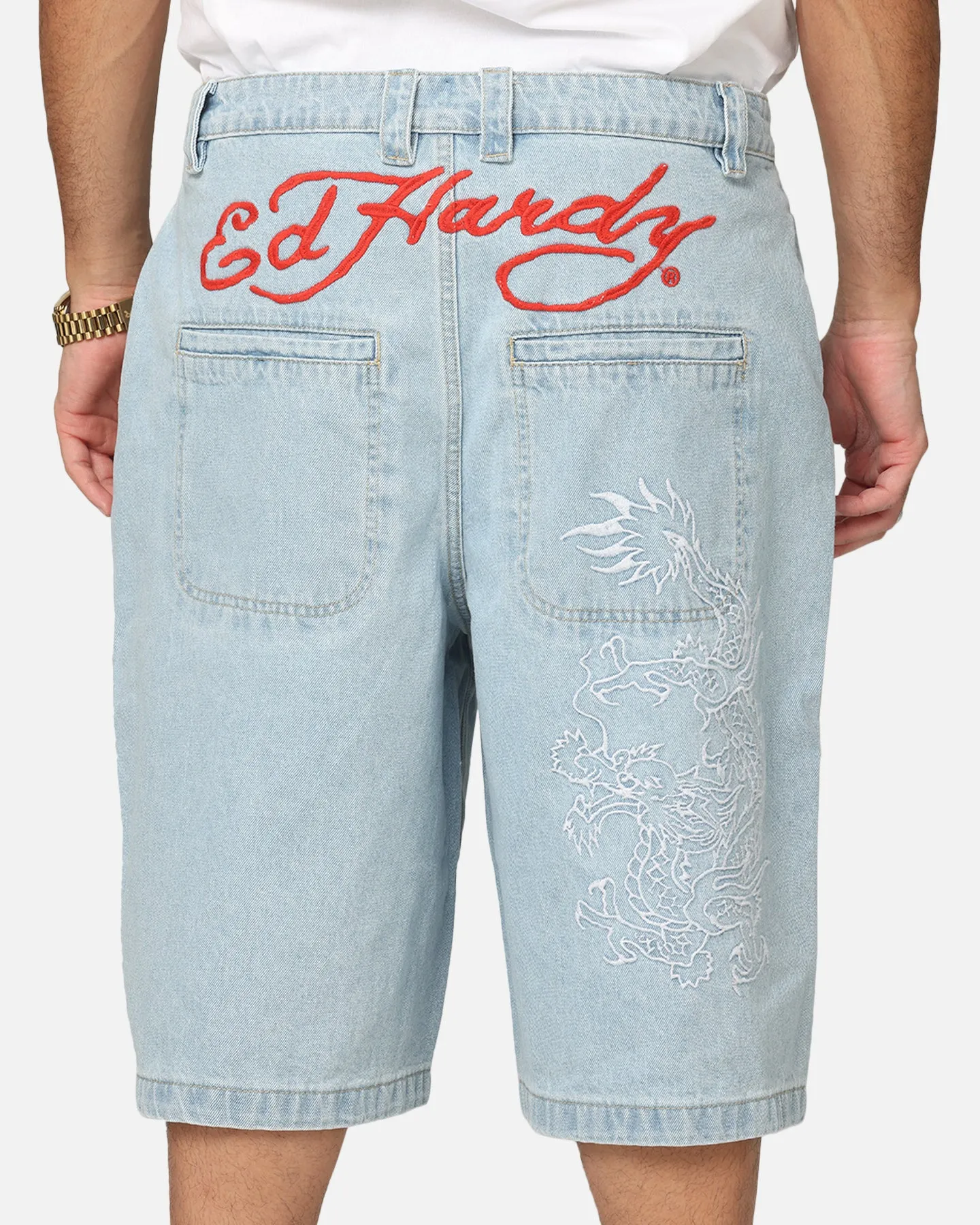Ed Hardy Dragon Jorts Light Blue