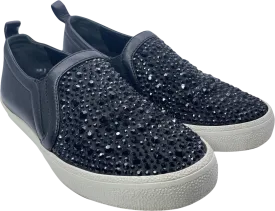 Gina Black Leather & Crystal Embellished Satin Gioia Slip On Skate Sneakers Trainers UK 3 EU 36 👠