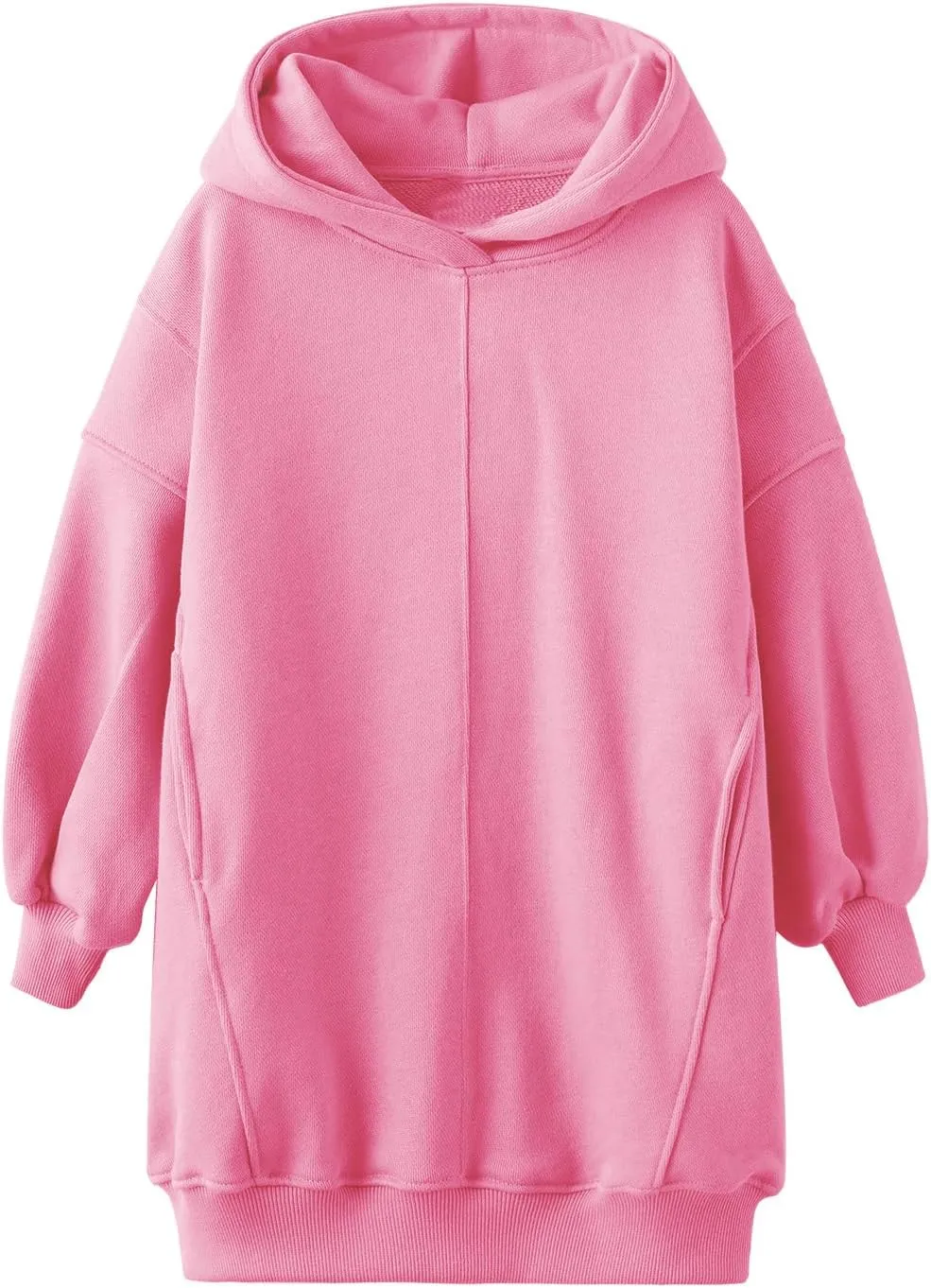 Haloumoning Girls Hoodie Dress Long Sleeve Hooded Sweatshirts Dress Cute Fall Outfits with Pockets 5-14 Years