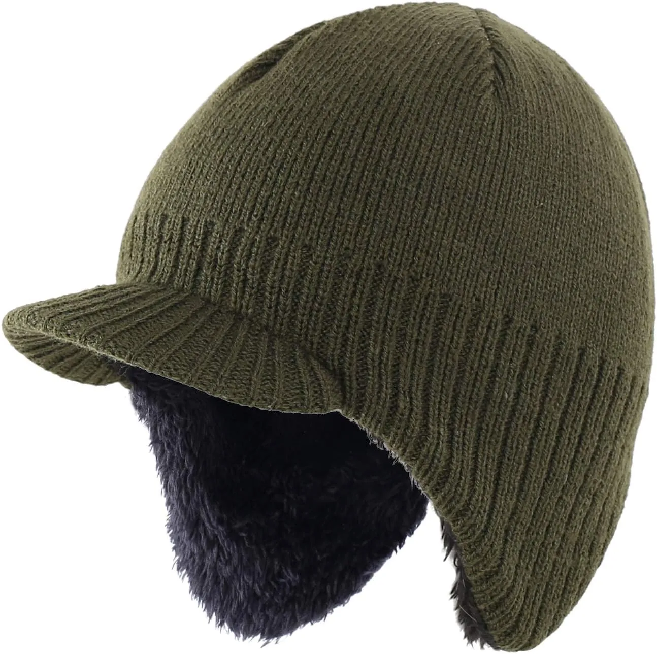 Home Prefer Toddler Boys Girls Fleece Knit Kids Hat Visor Earflaps Winter Hat