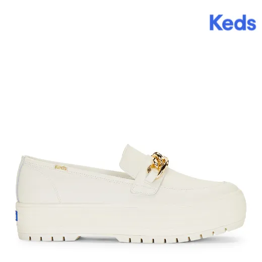 Keds Women's Tri Dckr Loafr Lg Lthr Chn Apq--Wtgd-White/Gold