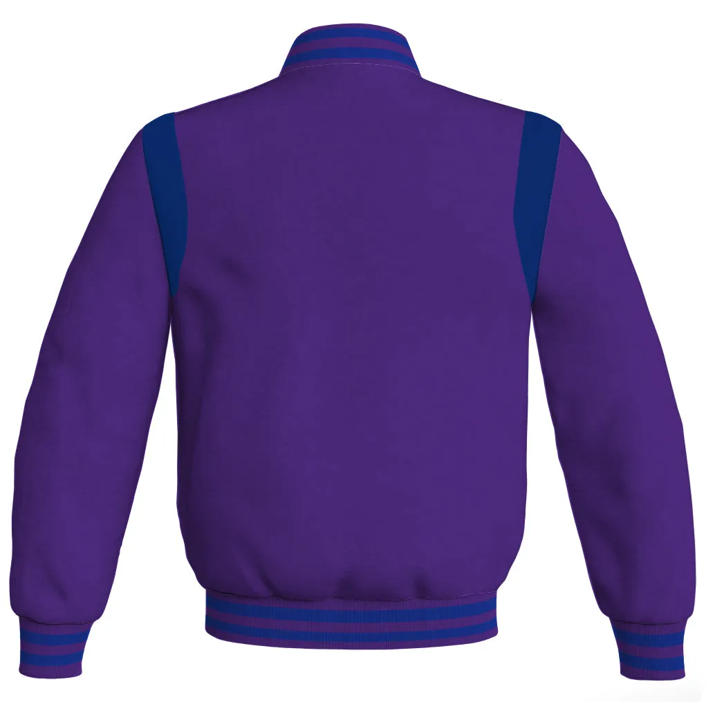 Letterman Baseball Bomber Retro Jacket Purple Body Blue Leather Inserts