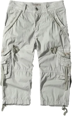 Maiyifu-GJ Men's 3/4 Cargo Shorts Multi Pockets Elastic Below Knee Long Shorts Summer Casual Cotton Hiking Short Pants