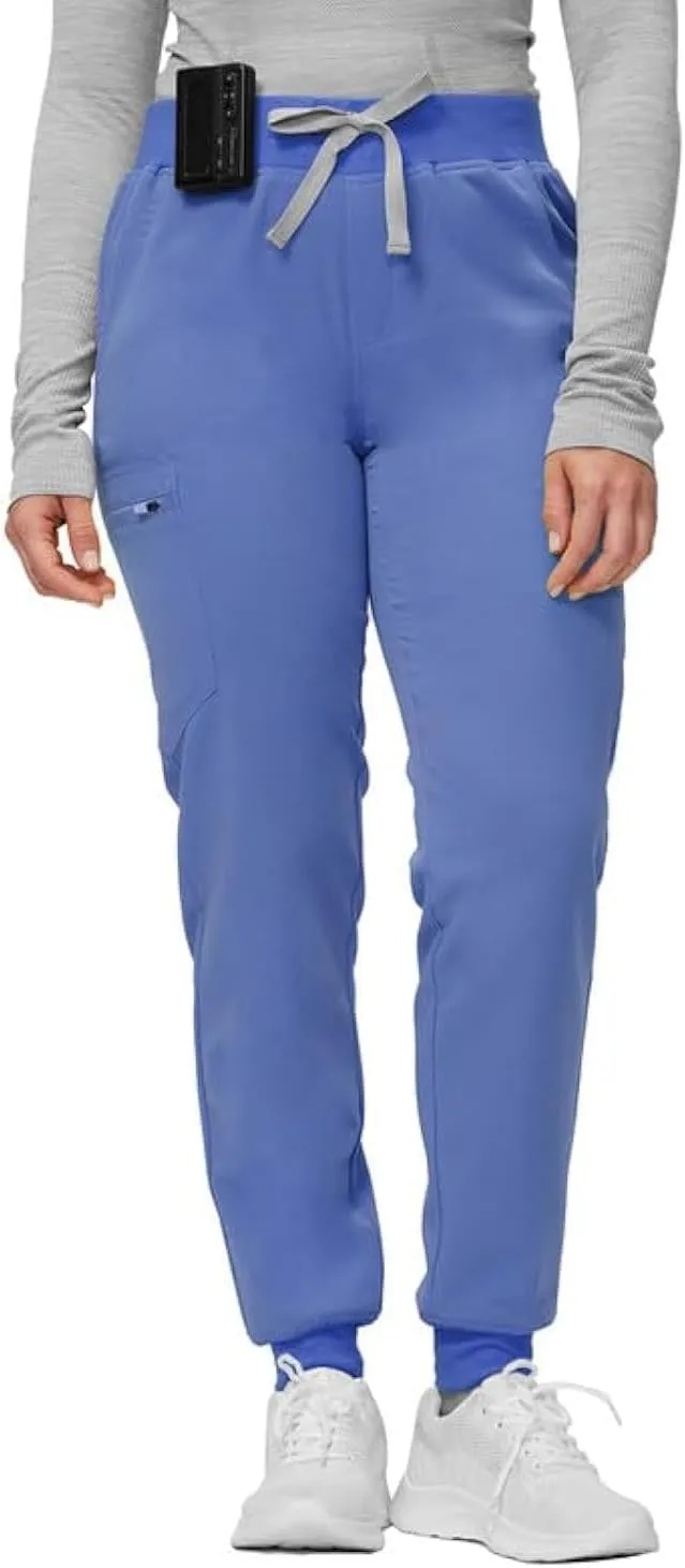 Medical Scrub Pants for Women - Mid Rise 4-Way Stretch Anti-Wrinkle Slim Fit Jogger Pants, Drawstring & 5 Pockets
