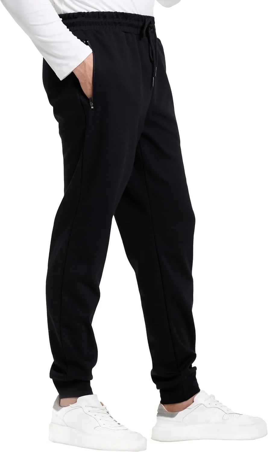 Men's Sweatpants with Zipper Pockets Tapered Fleece Joggers for Men Athletic Track Pants for Workout Jogging Running