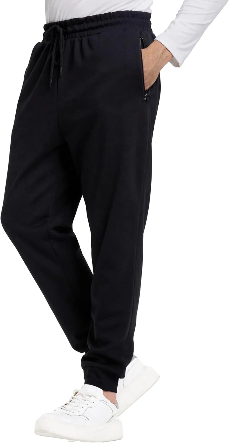 Men's Sweatpants with Zipper Pockets Tapered Fleece Joggers for Men Athletic Track Pants for Workout Jogging Running