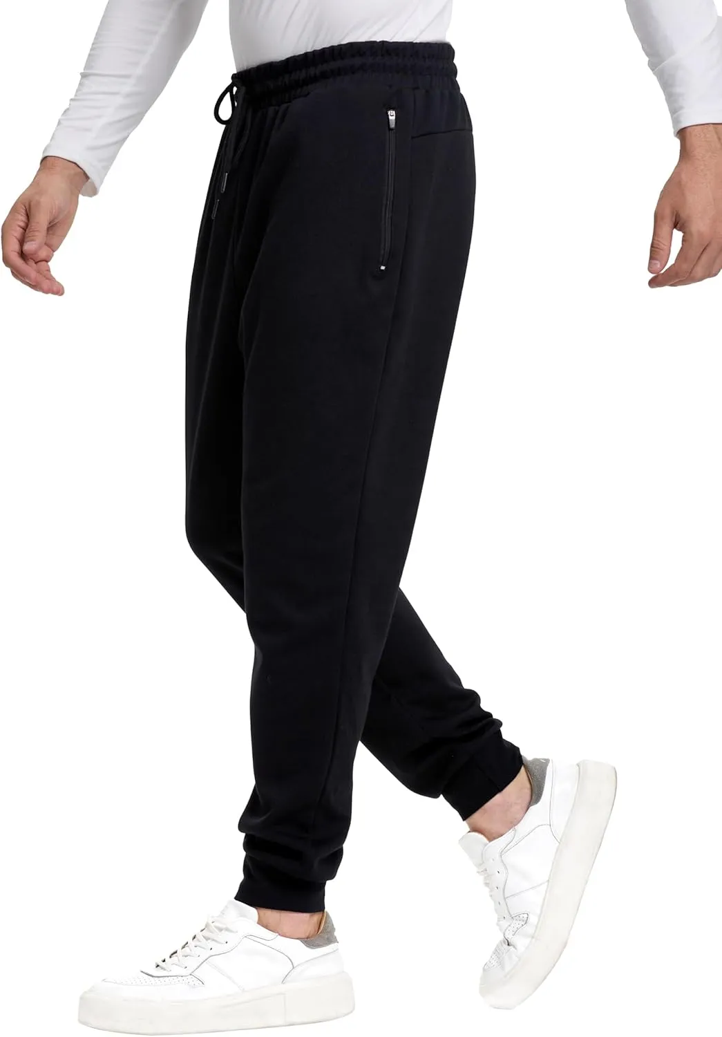 Men's Sweatpants with Zipper Pockets Tapered Fleece Joggers for Men Athletic Track Pants for Workout Jogging Running