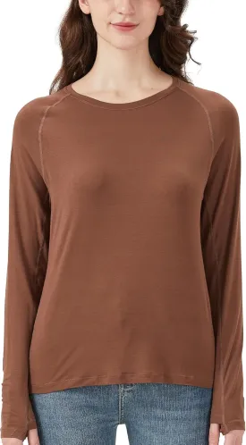 netdraw Women's Ultra Soft Bamboo Viscose Workout T-Shirt Long Sleeve Cooling Lighweight Tops with Thumbholes