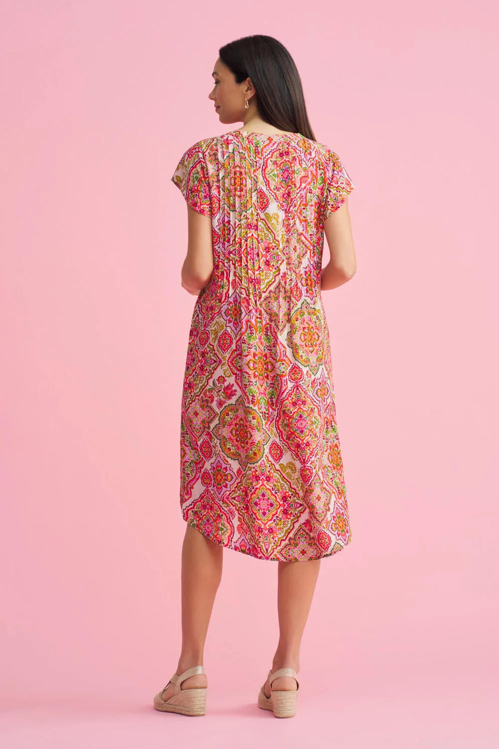 Pleat Front Midi Dress