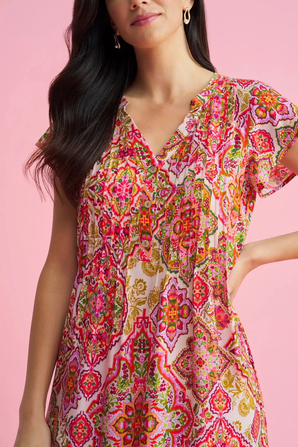 Pleat Front Midi Dress