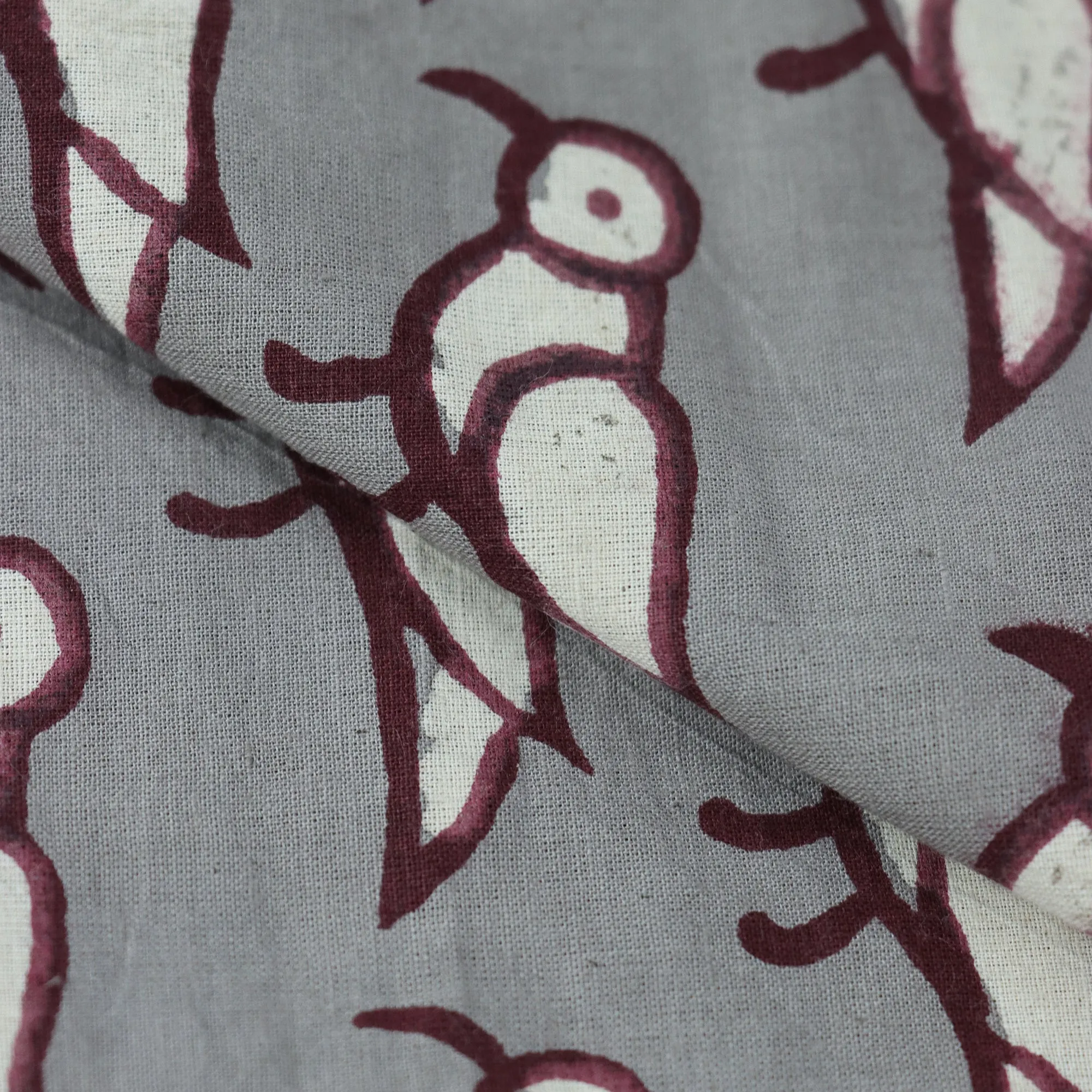 Red Bird Handmade Print Dabu Designs Soft Cotton Fabric