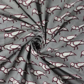 Red Bird Handmade Print Dabu Designs Soft Cotton Fabric