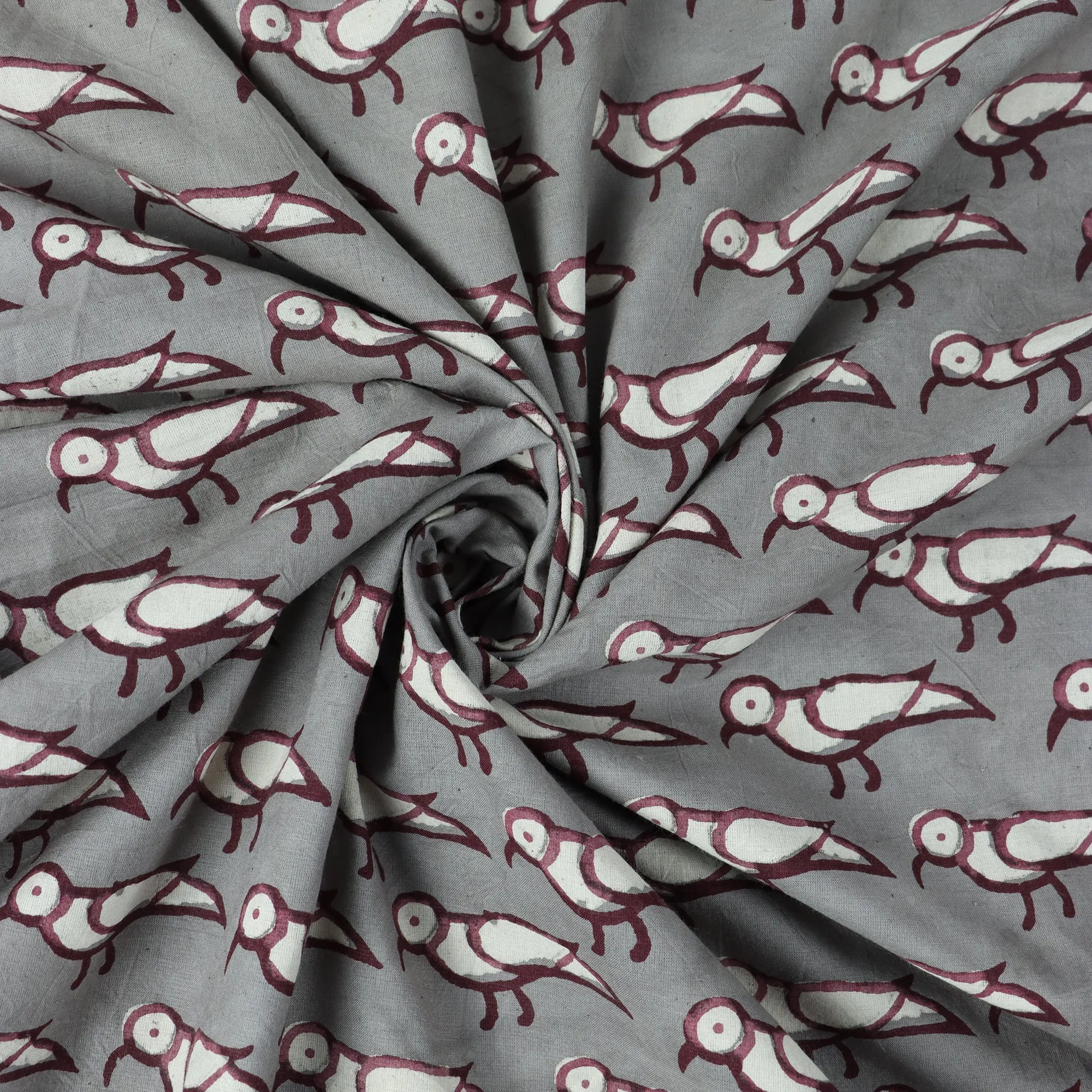 Red Bird Handmade Print Dabu Designs Soft Cotton Fabric