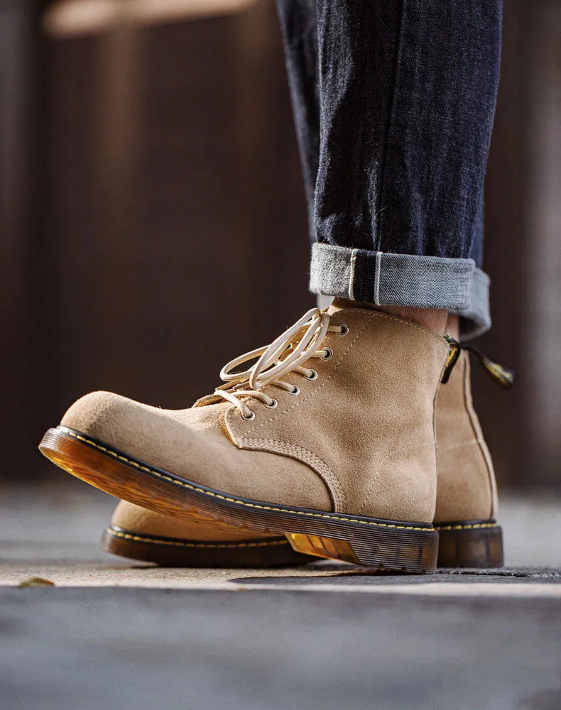 Retro British Casual Motorcycle Martin Leather Men's Boot