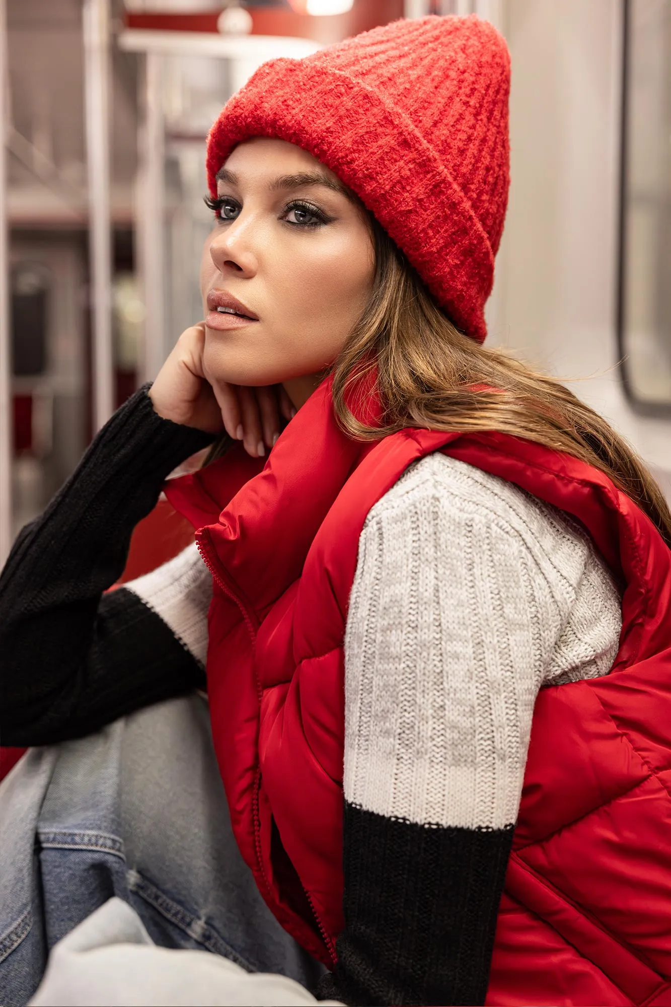 Ribbed Fuzzy Knit Beanie