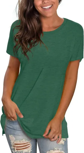 Saloogoe Womens Loose Fit Tshirts Short Sleeve Summer Tops Casual Workout Yoga Tunic T Shirts Tops