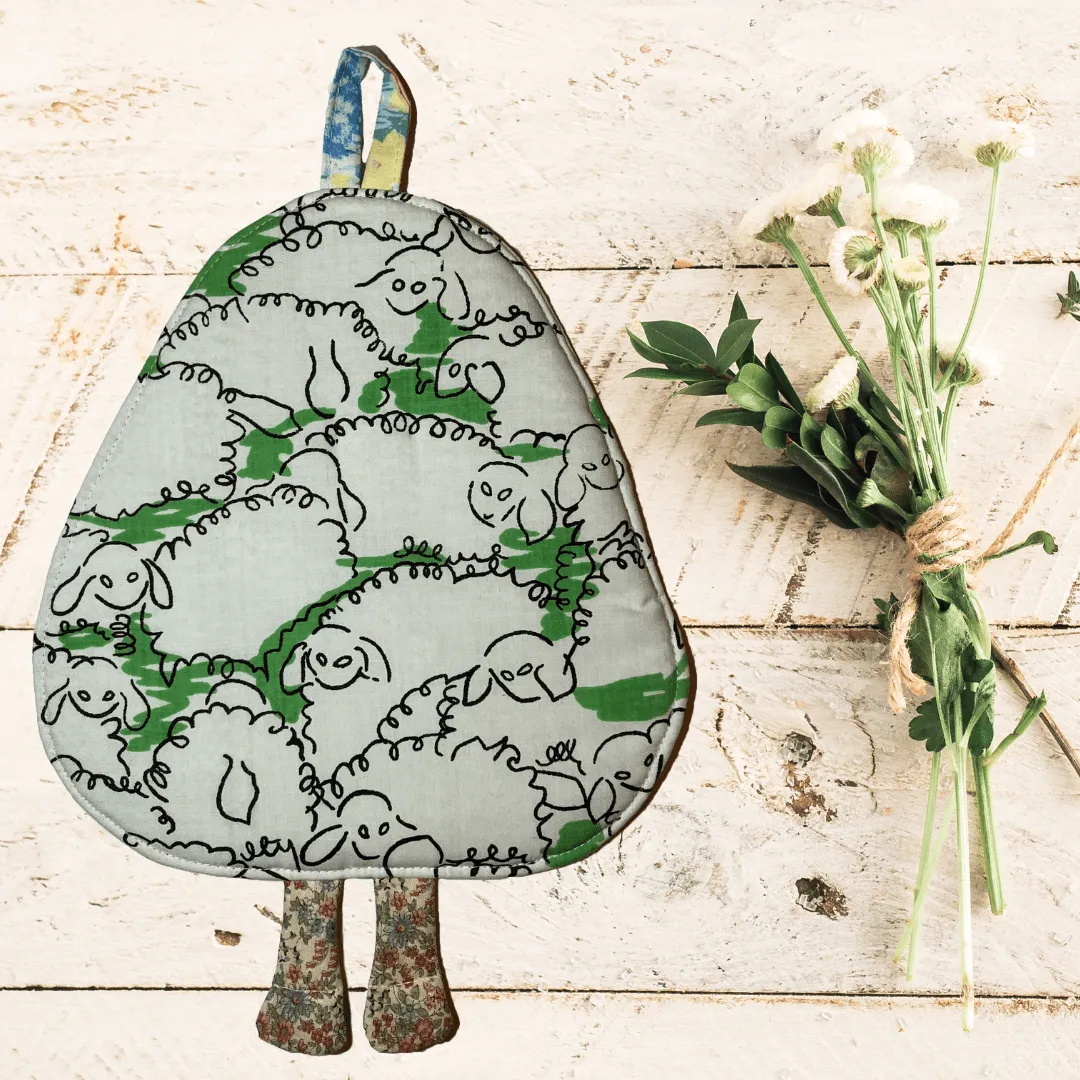 Sheep Potholder: Sheep Print Handmade Kitchen Accessories