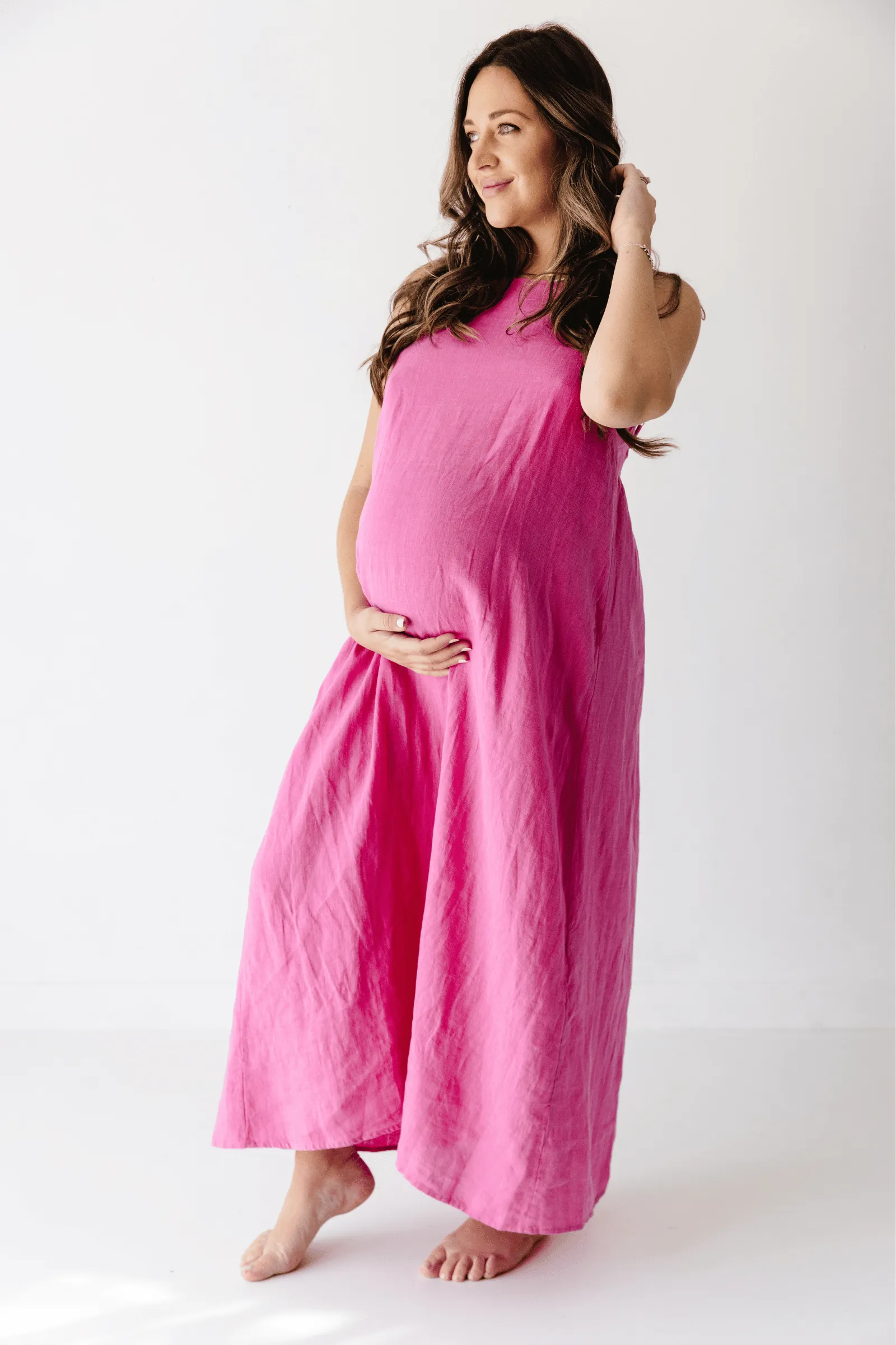 Square Neck Dress - Cerise
