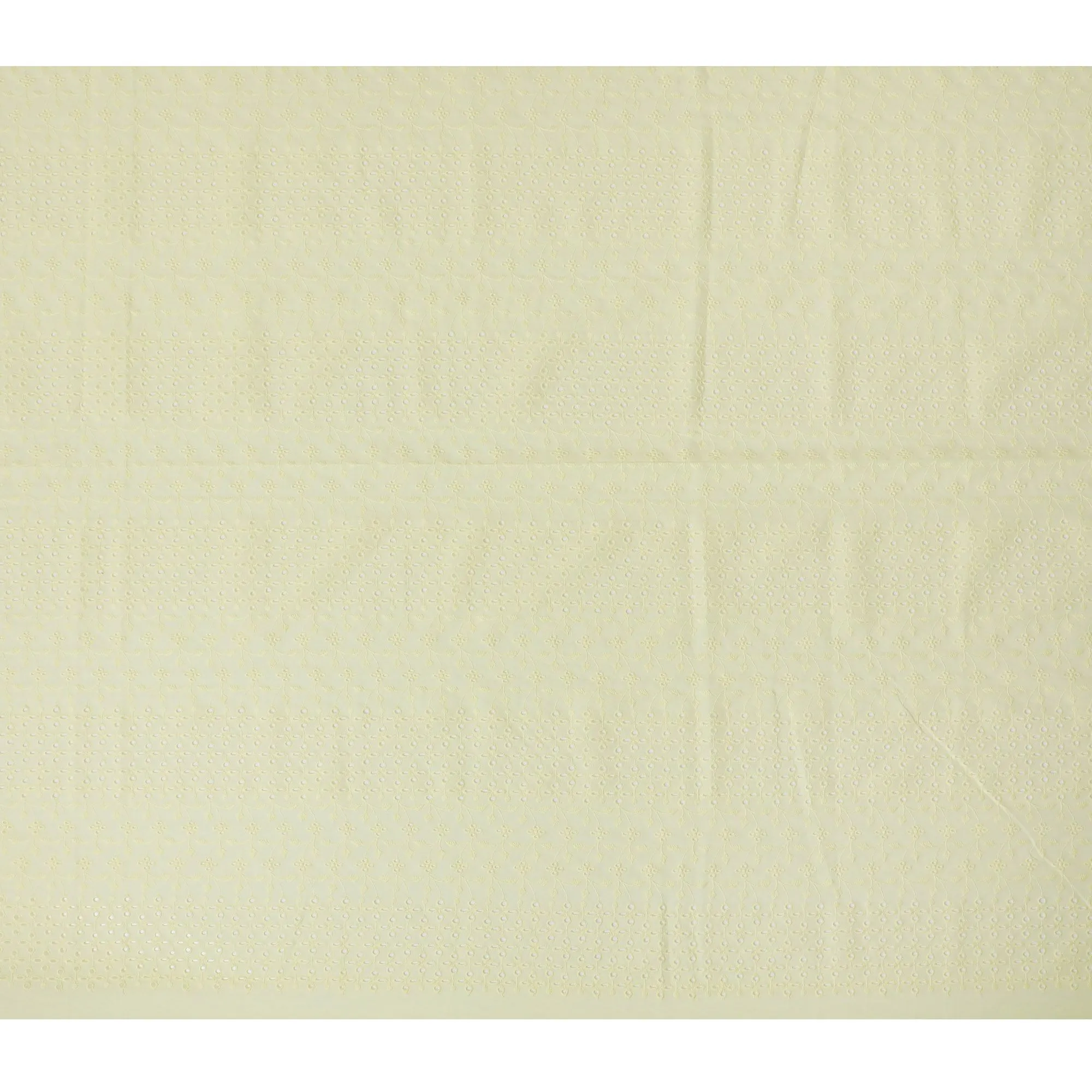 Sun-Kissed Lemon Cotton Lawn Embroidery, 110cm Wide - Fabric Sold by the Meter from India-D18858