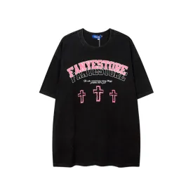 Vintage Cross Print Oversize T-shirt