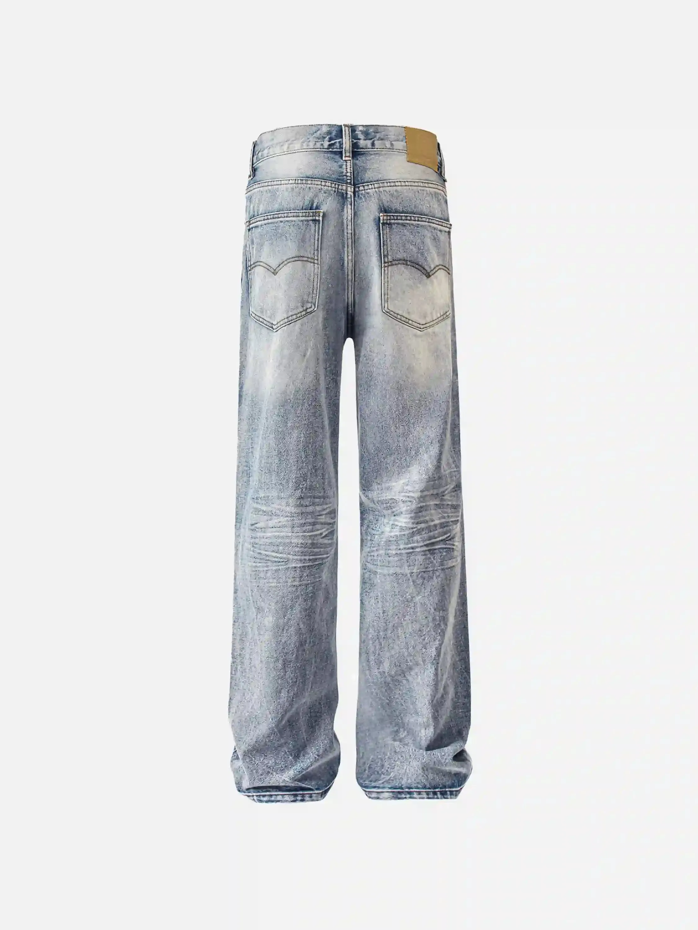 Vintage Distressed Washed Straight Jeans