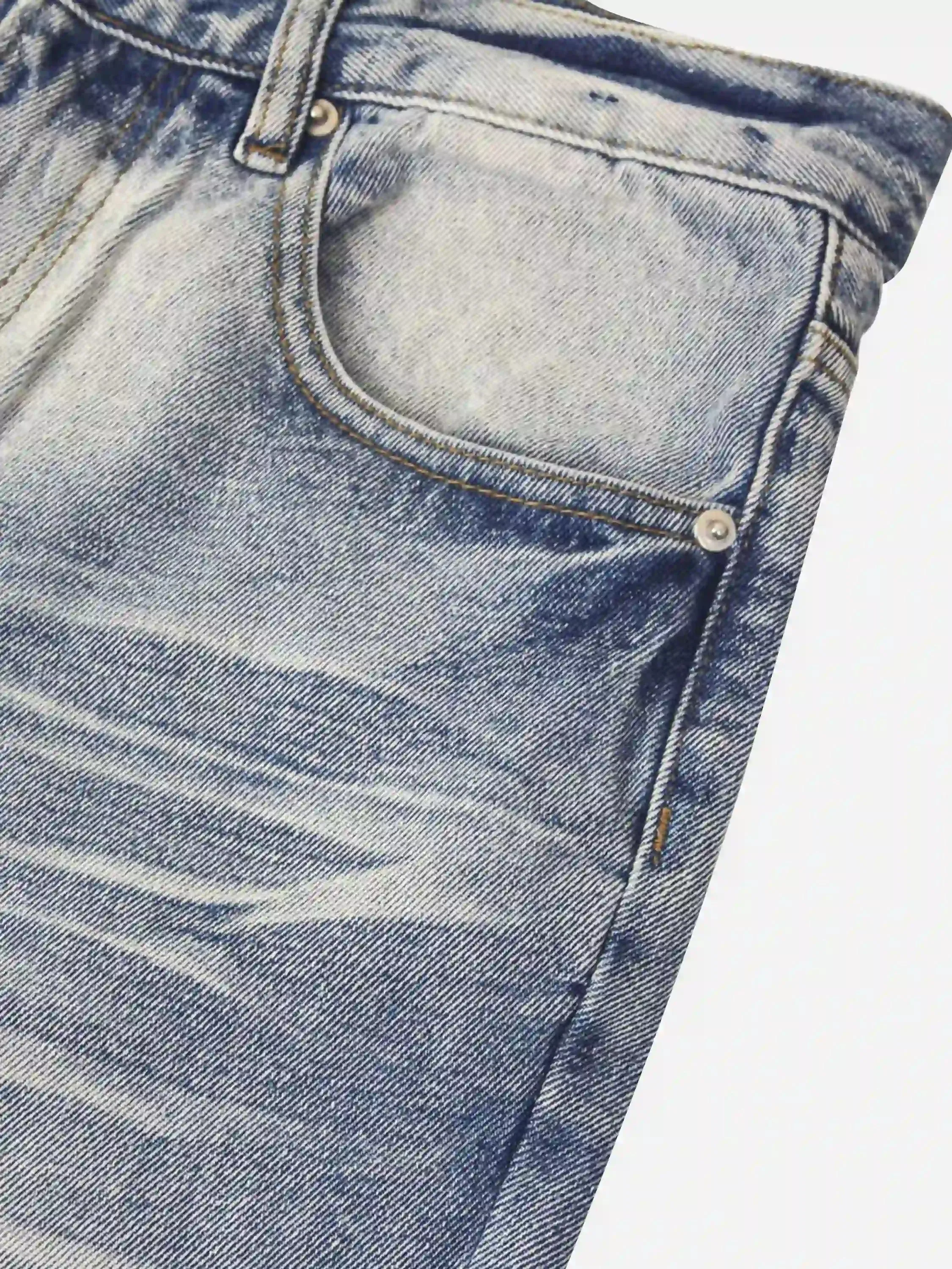 Vintage Distressed Washed Straight Jeans